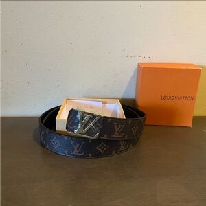 Louis Vuitton Black and Brown Monogram Men's Belt